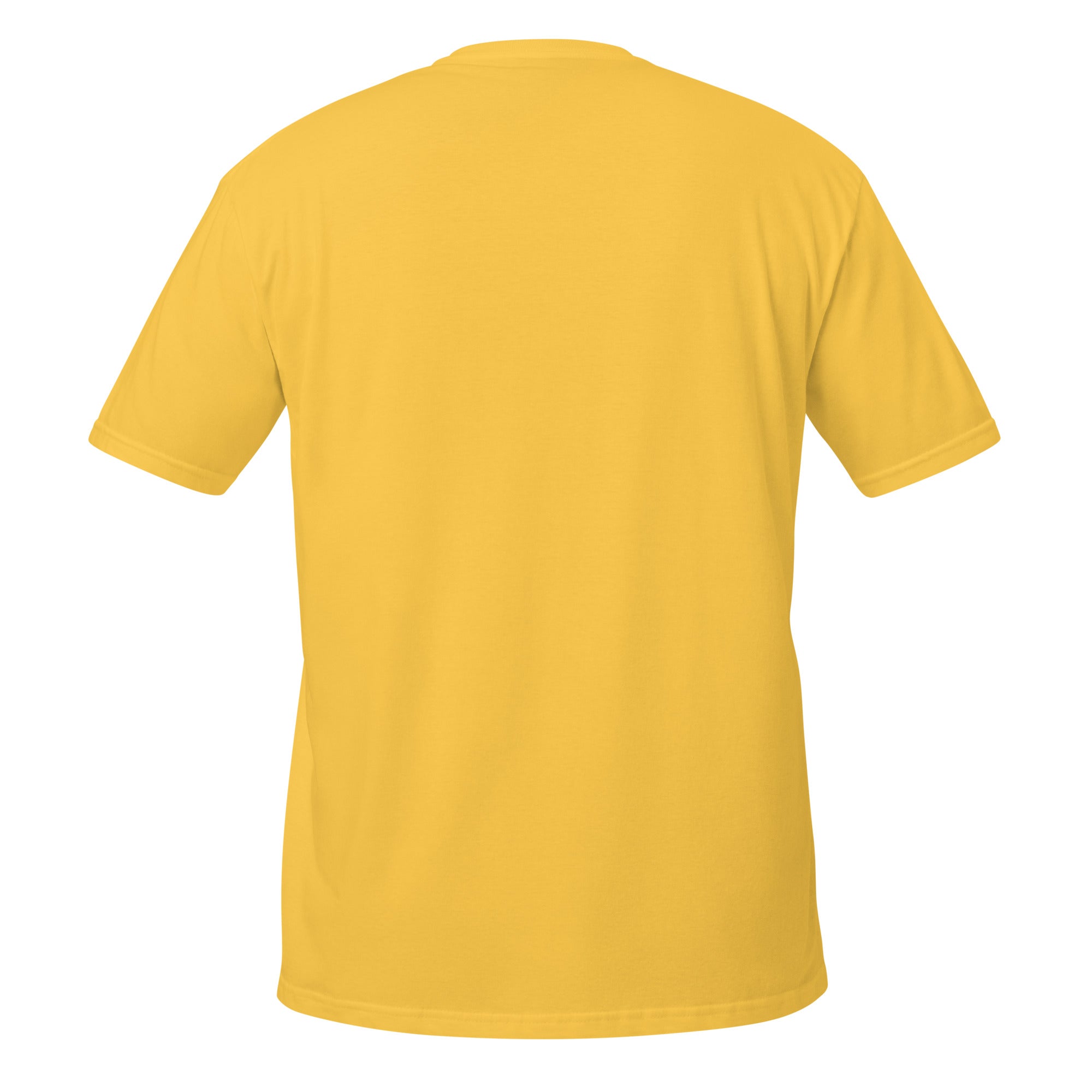 G&J Store unisex yellow basic softstyle t-shirt, back view, short sleeves