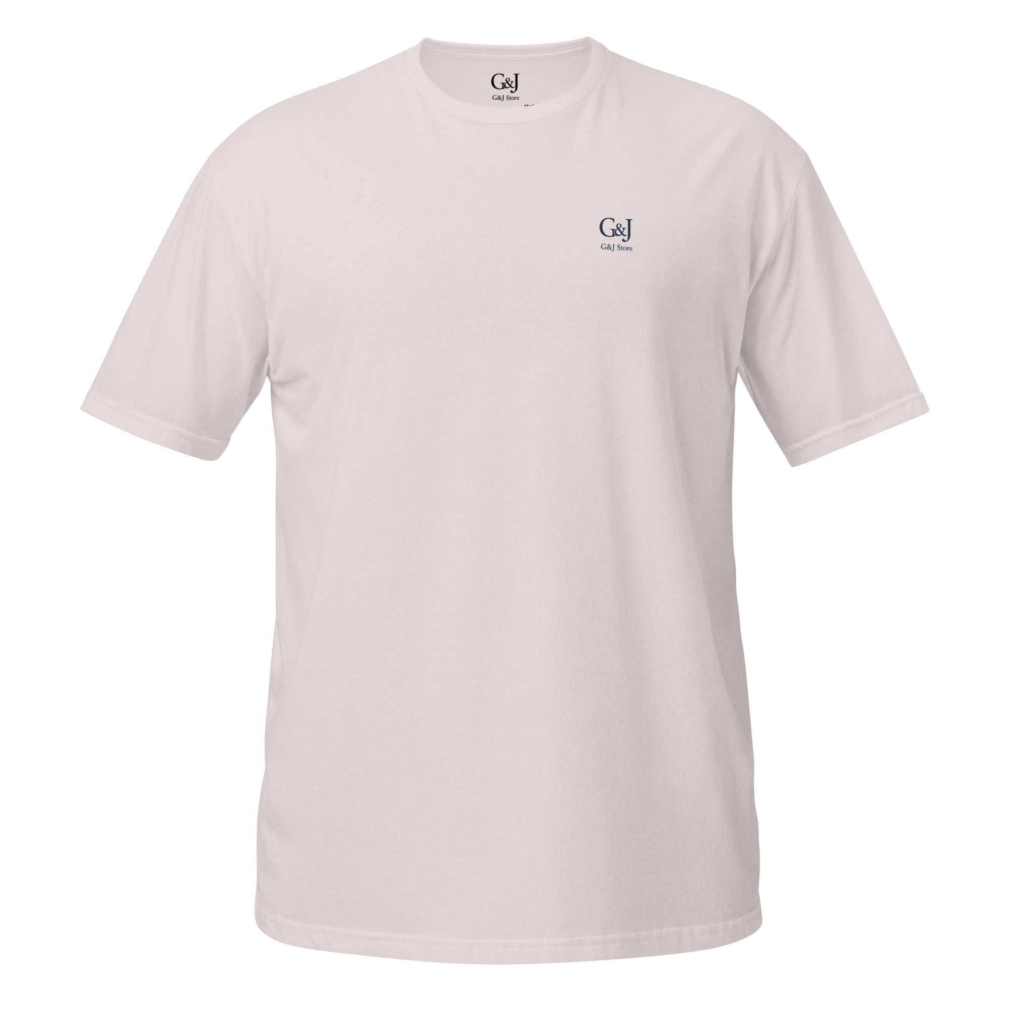 Unisex basic ice grey softstyle t-shirt with G&J Store logo on front